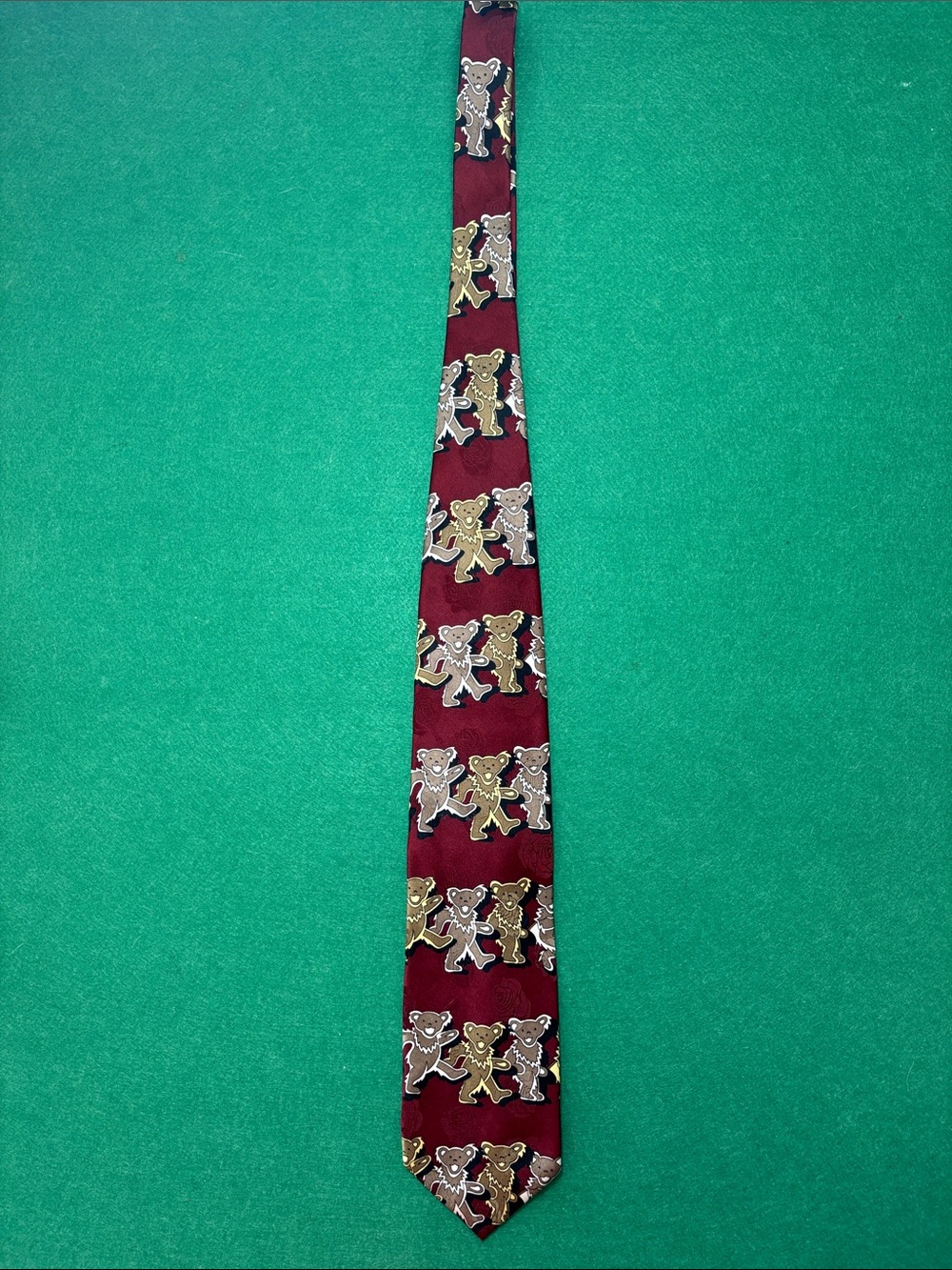 Grateful Dead Dancing Bears Silk Neck Tie Red Made in USA